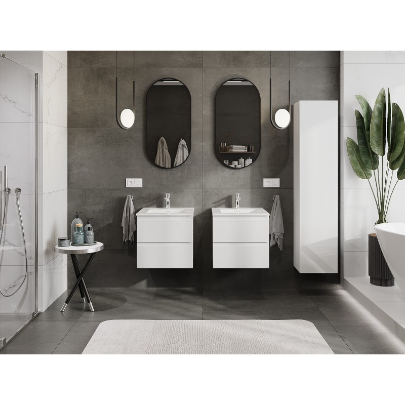Mexen Orio mobile da bagno 50 cm con lavabo Otis, 2 cassetti, bianco lucido - 91A10-05047-2-BFF00-W18M00
