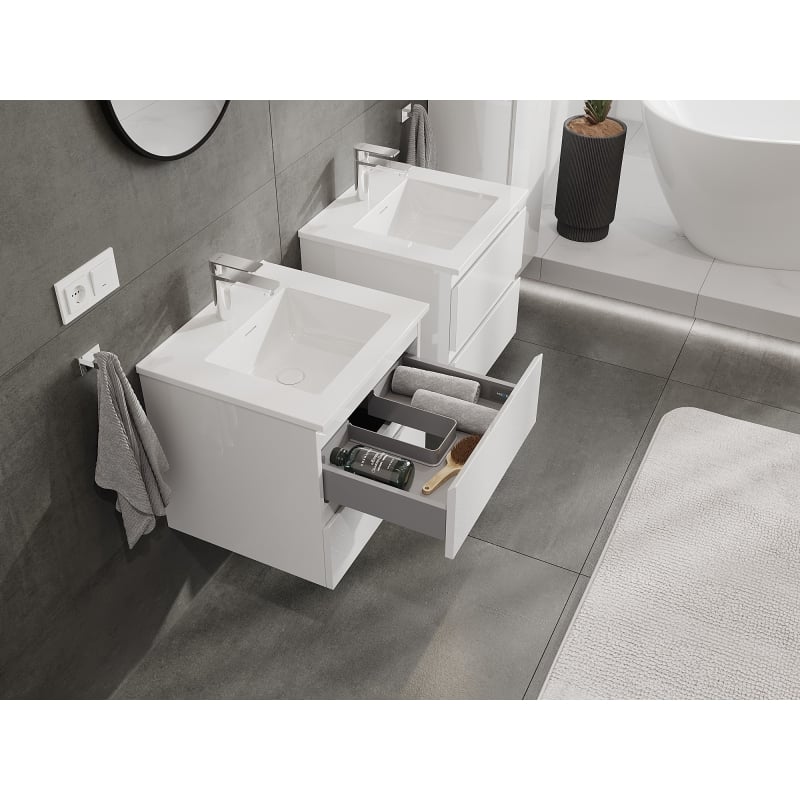 Mexen Orio 50 cm Bathroom Cabinet with Otis Sink, 2 Drawers, White Gloss - 91A10-05047-2-BFF00-W18M00