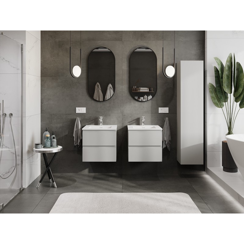 Mexen Orio armario de baño 50 cm con lavabo Otis, 2 cajones, gris mate/blanco mate - 91A10-05047-2-BFF62-W18M01