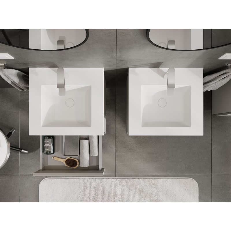 Mexen Orio mobile da bagno 50 cm con lavandino Otis, 2 cassetti, grigio opaco/bianco opaco - 91A10-05047-2-BFF62-W18M01