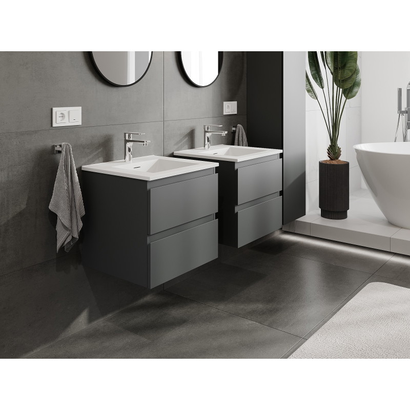 Mexen Orio armadietto da bagno 50 cm con lavabo Otis, 2 cassetti, grafite opaco/bianco opaco - 91A10-05047-2-BFF66-W18M01