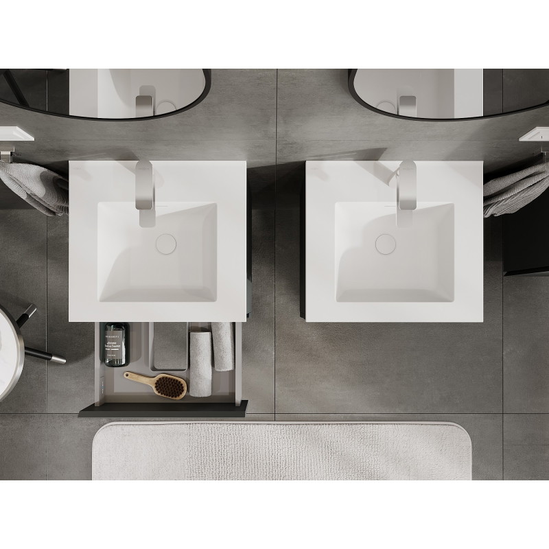Mexen Orio armario de baño 50 cm con lavabo Otis, 2 cajones, grafito mate/blanco mate - 91A10-05047-2-BFF66-W18M01