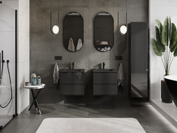 Mexen Orio armoire de salle de bain 50 cm avec lavabo Otis, 2 tiroirs, noir brillant/noir mat - 91A10-05047-2-BFF70-W18M71