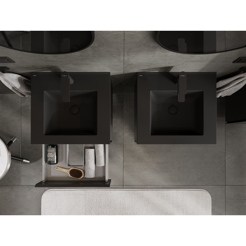 Mexen Orio meuble de salle de bain 50 cm avec lavabo Otis, 2 tiroirs, noir mat - 91A10-05047-2-BFF71-W18M71