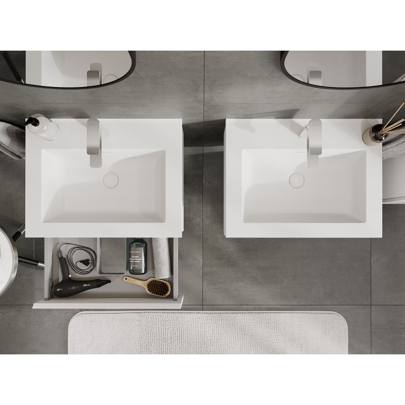 Mexen Orio meuble de salle de bains 60 cm avec lavabo Otis, 1 tiroir, blanc mat - 91A10-06023-1-BF01-W18M01