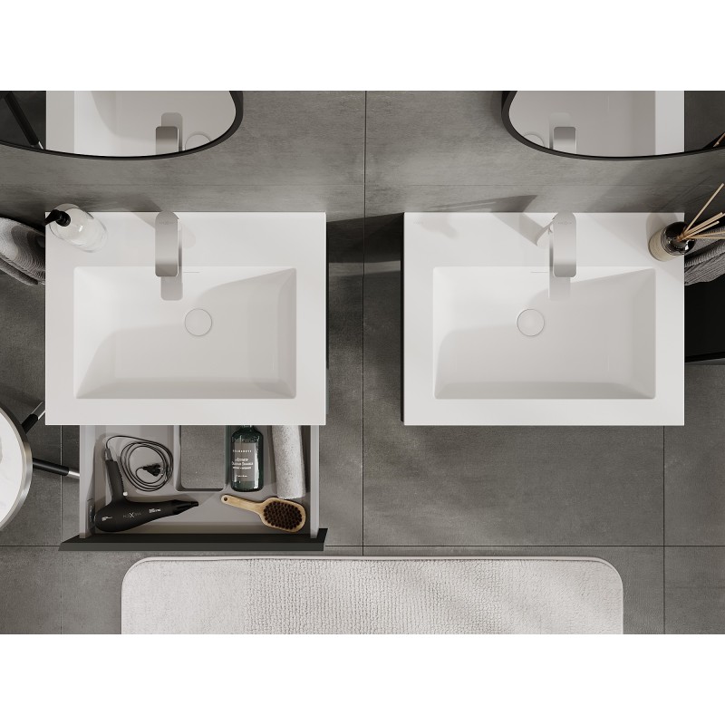Mexen Orio mobile da bagno 60 cm con lavabo Otis, 1 cassetto, grafite opaco/bianco opaco - 91A10-06023-1-BF66-W18M01