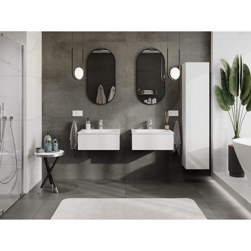 Mexen Orio badkamerkast 60 cm met wastafel Vela, 1 lade, wit glanzend - 91A10-06023-1-BF00-W23M00