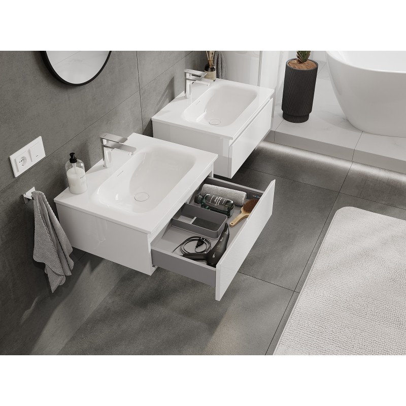 Mexen Orio meuble de salle de bain 60 cm avec lavabo Vela, 1 tiroir, brillant blanc - 91A10-06023-1-BF00-W23M00
