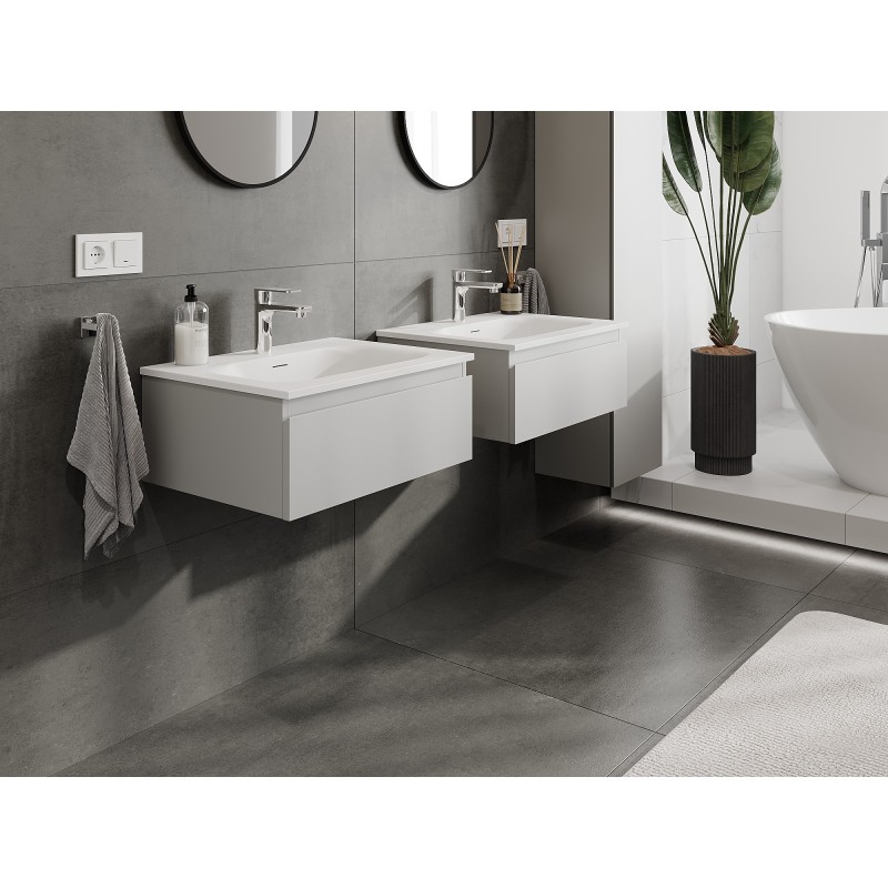 Mexen Orio szafka łazienkowa 60 cm z umywalką Vela, 1 szuflada, szara mat/biała mat - 91A10-06023-1-BF62-W23M01