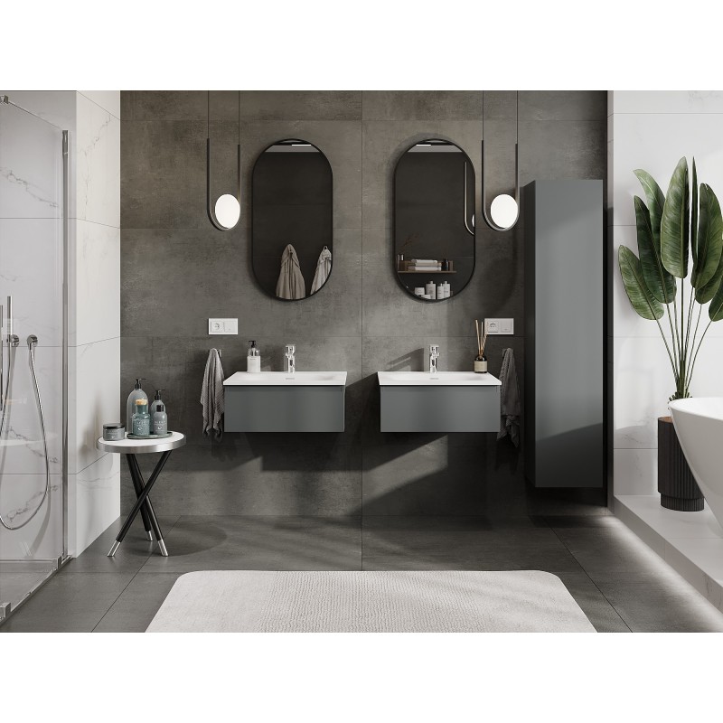 Mexen Orio mobile da bagno 60 cm con lavabo Vela, 1 cassetto, grafite opaco/bianco opaco - 91A10-06023-1-BF66-W23M01