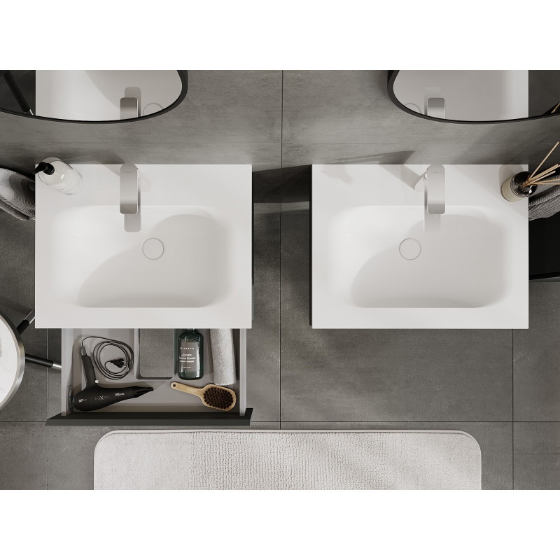 Mexen Orio meuble de salle de bain 60 cm avec lavabo Vela, 1 tiroir, graphite mat/blanc mat - 91A10-06023-1-BF66-W23M01
