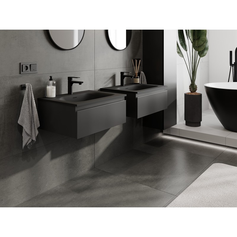 Mexen Orio armadietto da bagno 60 cm con lavabo Vela, 1 cassetto, nero opaco - 91A10-06023-1-BF71-W23M71