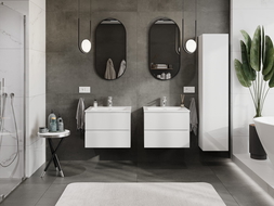 Mexen Orio gabinete de baño de 60 cm con lavabo Otis, 2 cajones, blanco brillante - 91A10-06047-2-BFF00-W18M00