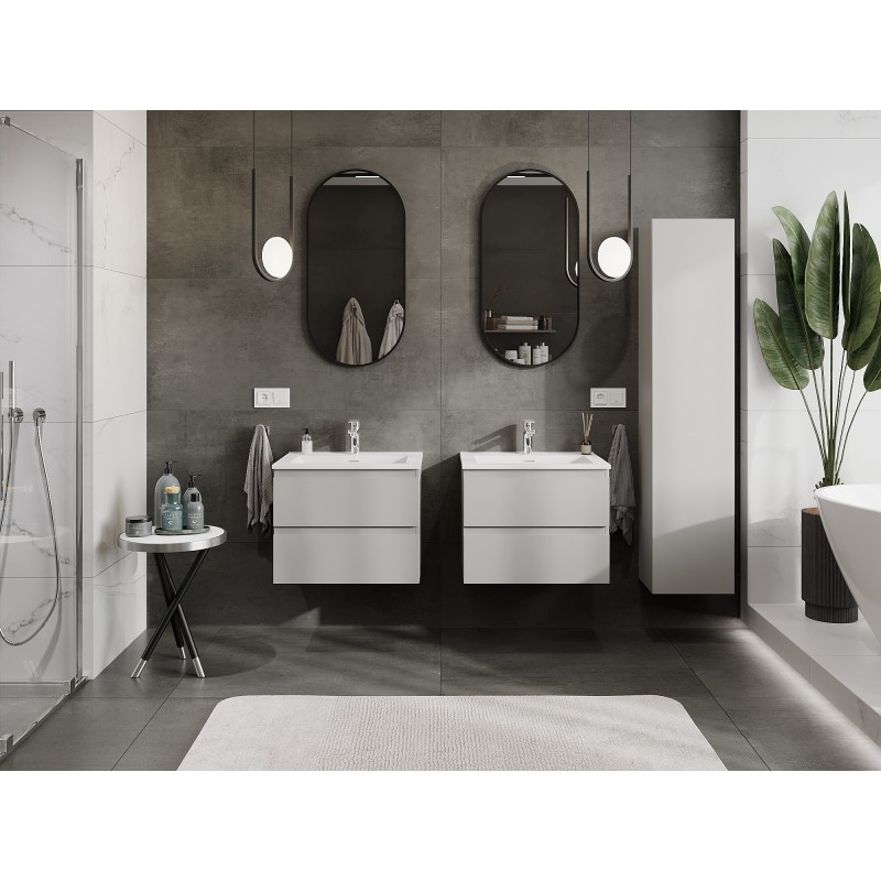 Mexen Orio mobile bagno 60 cm con lavabo Otis, 2 cassetti, grigio opaco/bianco opaco - 91A10-06047-2-BFF62-W18M01