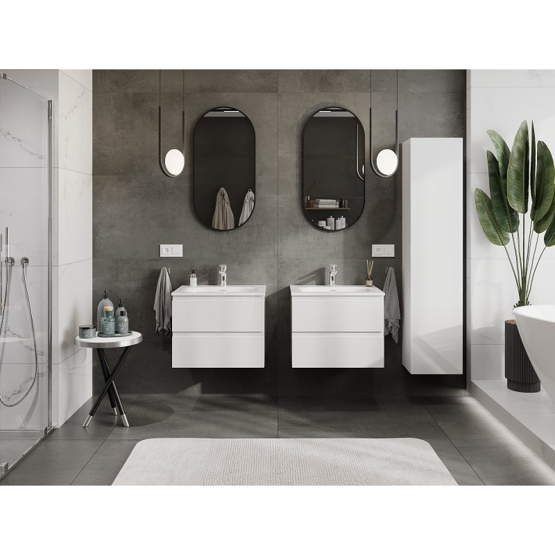 Mexen Orio mueble de baño 60 cm con lavabo Vela, 2 cajones, blanco brillo - 91A10-06047-2-BFF00-W23M00