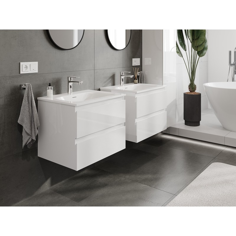 Mexen Orio mobile bagno 60 cm con lavabo Vela, 2 cassetti, bianco lucido - 91A10-06047-2-BFF00-W23M00