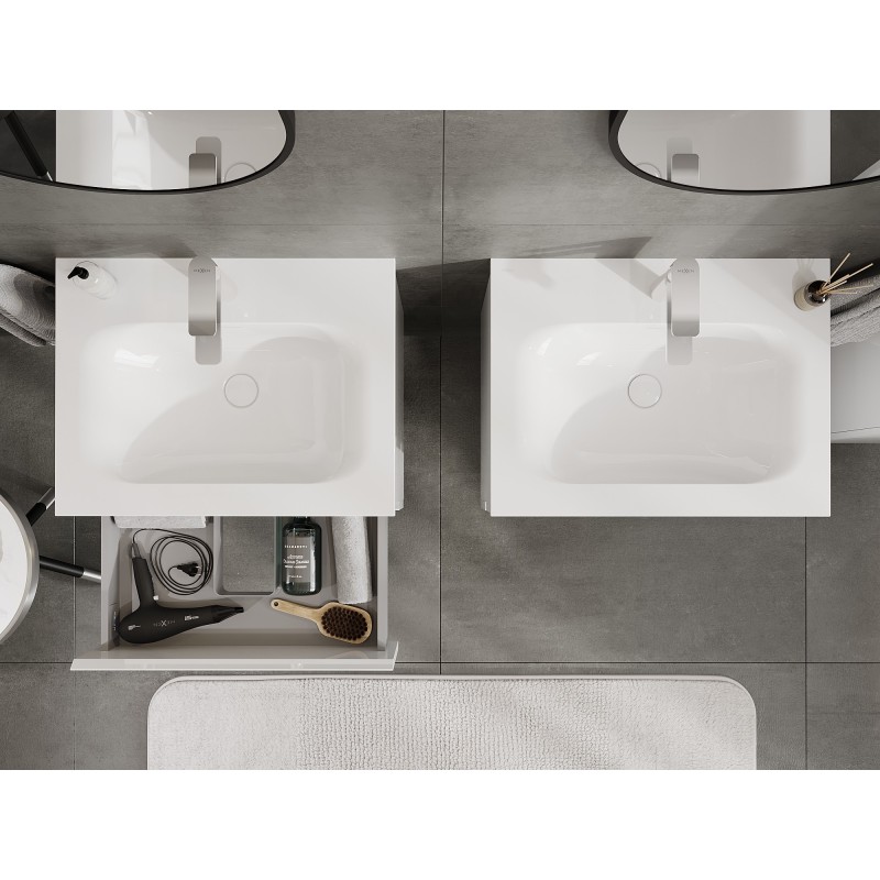 Mexen Orio mobile bagno 60 cm con lavabo Vela, 2 cassetti, bianco lucido - 91A10-06047-2-BFF00-W23M00