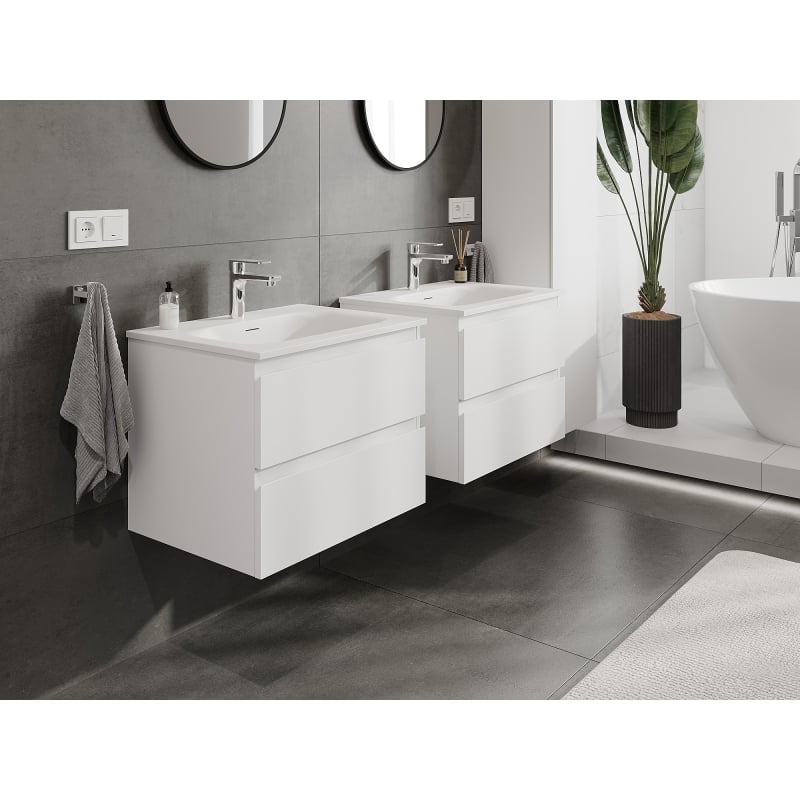 Mexen Orio Bathroom Cabinet 60 cm with Vela Sink, 2 Drawers, White Matte - 91A10-06047-2-BFF01-W23M01