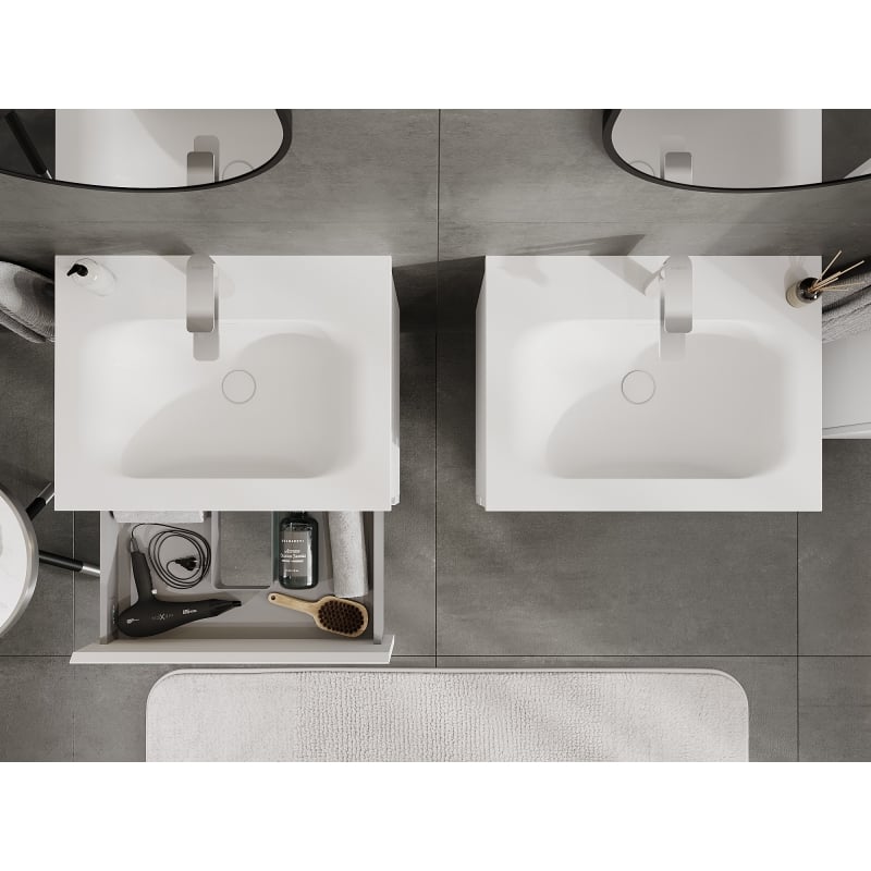 Mexen Orio Bathroom Cabinet 60 cm with Vela Sink, 2 Drawers, White Matte - 91A10-06047-2-BFF01-W23M01