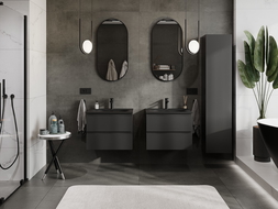 Mexen Orio armario de baño de 60 cm con lavabo Vela, 2 cajones, negro mate - 91A10-06047-2-BFF71-W23M71