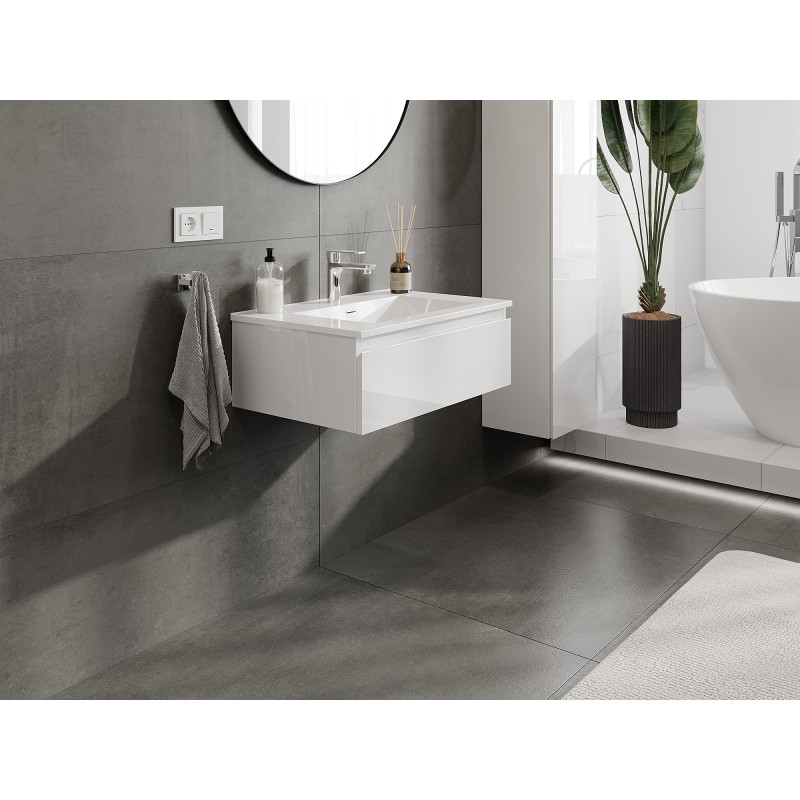 Mexen Orio armário de casa de banho 70 cm com lavatório Otis, 1 gaveta, branco brilhante - 91A10-07023-1-BF00-W18M00