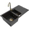 Mexen Matias Évier de cuisine en granit 1,5 bol avec égouttoir et robinet Telma, noir/argent - 6502-73-670200-50