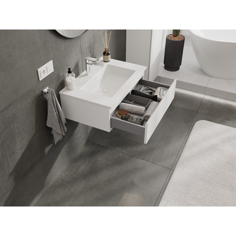 Mexen Orio mobile da bagno da 70 cm con lavabo Otis, 1 cassetto, bianco opaco - 91A10-07023-1-BF01-W18M01