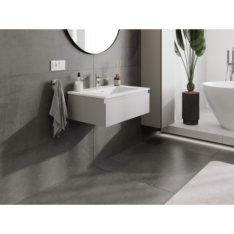 Mexen Orio vannitoakapp 70 cm valamu Otis, 1 sahtel, hall matt/valge matt - 91A10-07023-1-BF62-W18M01