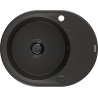 Mexen Kevin lavello in granito a 1 vasca con gocciolatoio 586 x 458 mm, nero/oro metallizzato, sifone nero - 6517581005-75-B