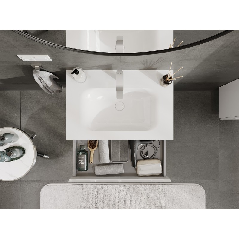Mexen Orio mobile da bagno 70 cm con lavabo Vela, 1 cassetto, bianco lucido - 91A10-07023-1-BF00-W23M00