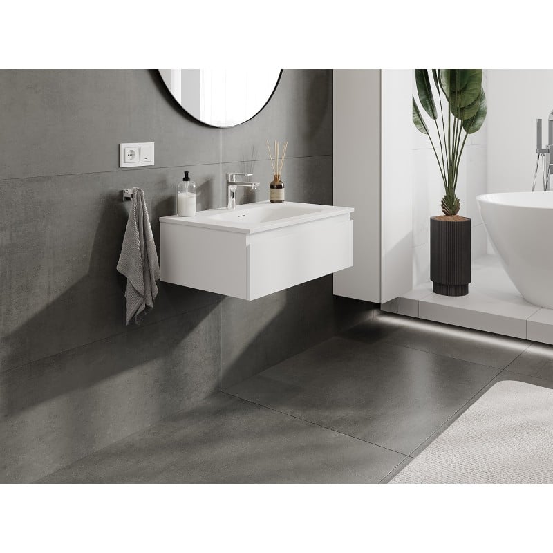 Mexen Orio meuble de salle de bain 70 cm avec lavabo Vela, 1 tiroir, blanc mat - 91A10-07023-1-BF01-W23M01