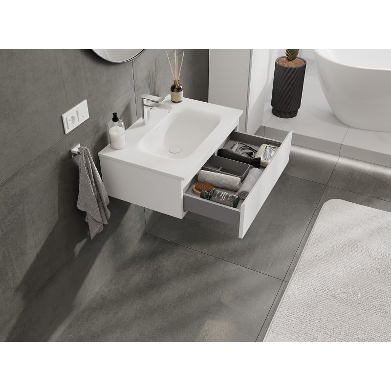 Mexen Orio meuble de salle de bain 70 cm avec lavabo Vela, 1 tiroir, blanc mat - 91A10-07023-1-BF01-W23M01