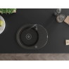 Mexen Kevin évier en granit à 1 bac avec égouttoir 586 x 458 mm, noir/doré métallisé, siphon noir - 6517581005-75-B