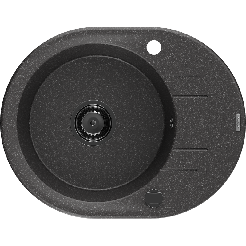 Mexen Kevin graniittinen 1-allas pesuallas valutustasolla 586 x 458 mm, musta pilkullinen, musta sifoni - 6517581005-76-B