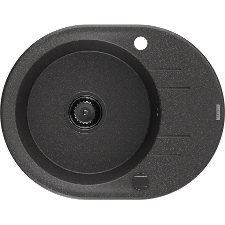 Mexen Kevin lava-loiça de granito 1-bacia com escorredor 586 x 458 mm, preto salpicado, sifão preto - 6517581005-76-B