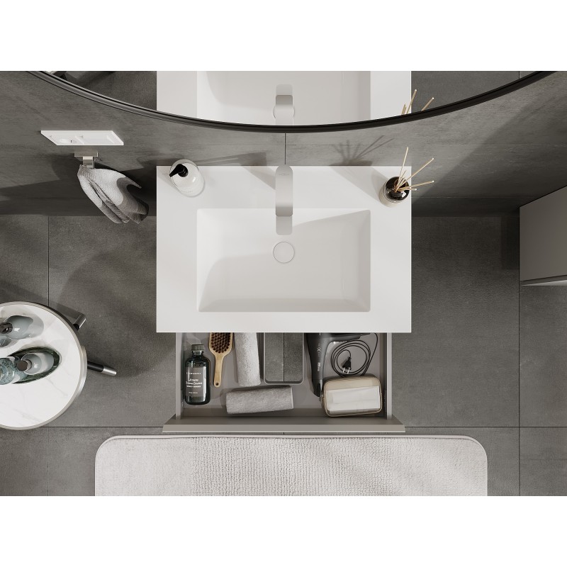 Mexen Orio armario de baño de 70 cm con lavabo Otis, 2 cajones, gris mate/blanco mate - 91A10-07047-2-BFF62-W18M01