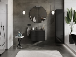 Mexen Orio meuble de salle de bain 70 cm avec lavabo Otis, 2 tiroirs, noir brillant/noir mat - 91A10-07047-2-BFF70-W18M71