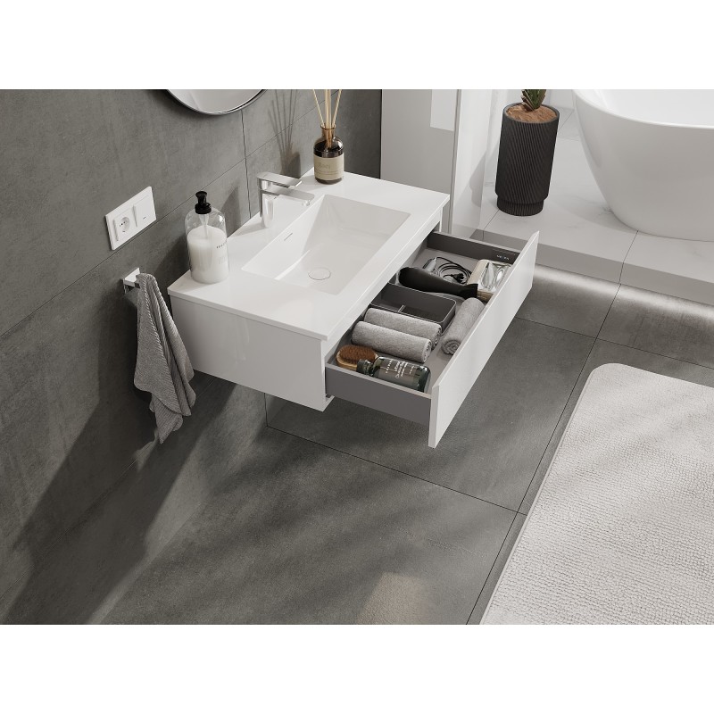 Mexen Orio armoire de salle de bain 80 cm avec lavabo Otis, 1 tiroir, blanc brillant - 91A10-08023-1-BF00-W18M00