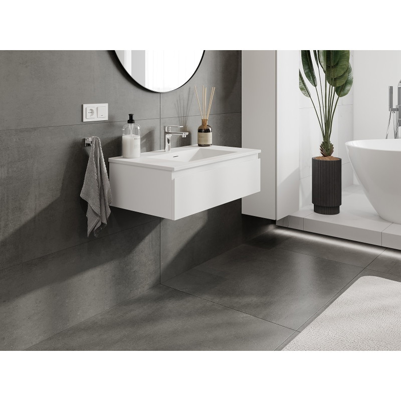 Mexen Orio bathroom cabinet 80 cm with Otis washbasin, 1 drawer, white matt - 91A10-08023-1-BF01-W18M01