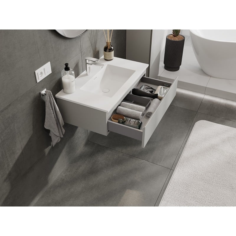 Mexen Orio armario de baño 80 cm con lavabo Otis, 1 cajón, gris mate/blanco mate - 91A10-08023-1-BF62-W18M01