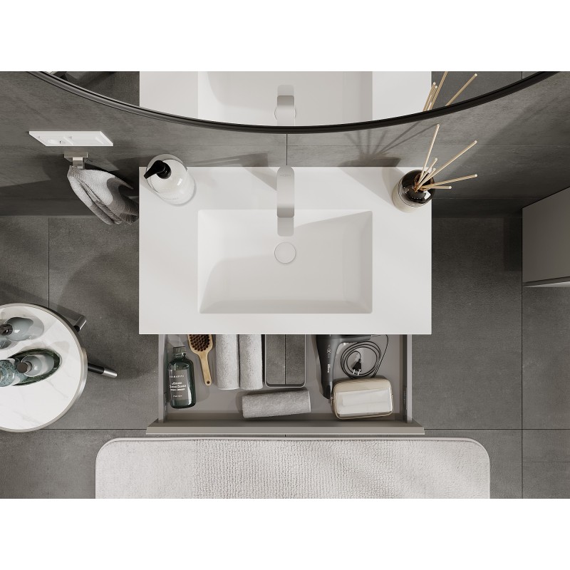 Mexen Orio armario de baño 80 cm con lavabo Otis, 1 cajón, gris mate/blanco mate - 91A10-08023-1-BF62-W18M01
