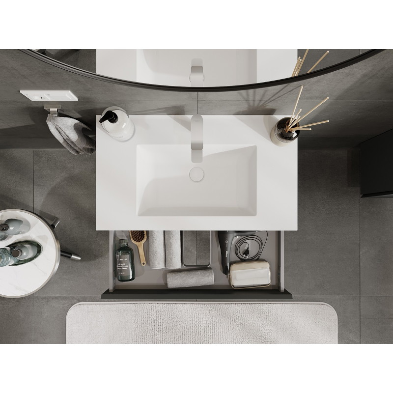 Mexen Orio armario de baño 80 cm con lavabo Otis, 1 cajón, grafito mate/blanco mate - 91A10-08023-1-BF66-W18M01