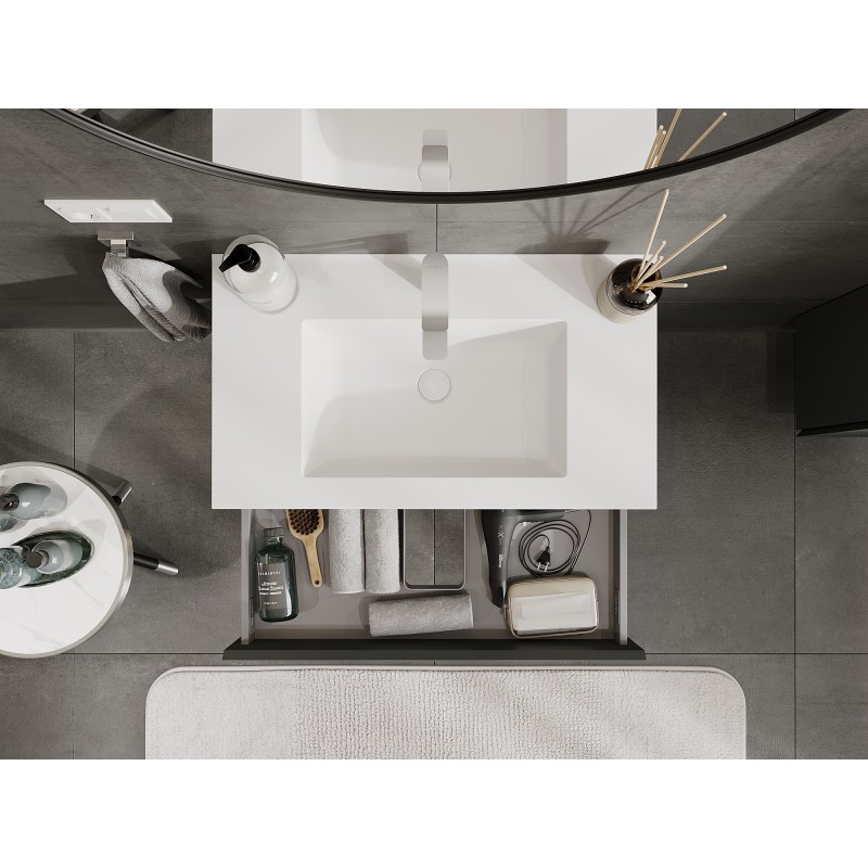 Mexen Orio mueble de baño 80 cm con lavabo Otis, 1 cajón, grafito mate/blanco mate - 91A10-08023-1-BF66-W18M01