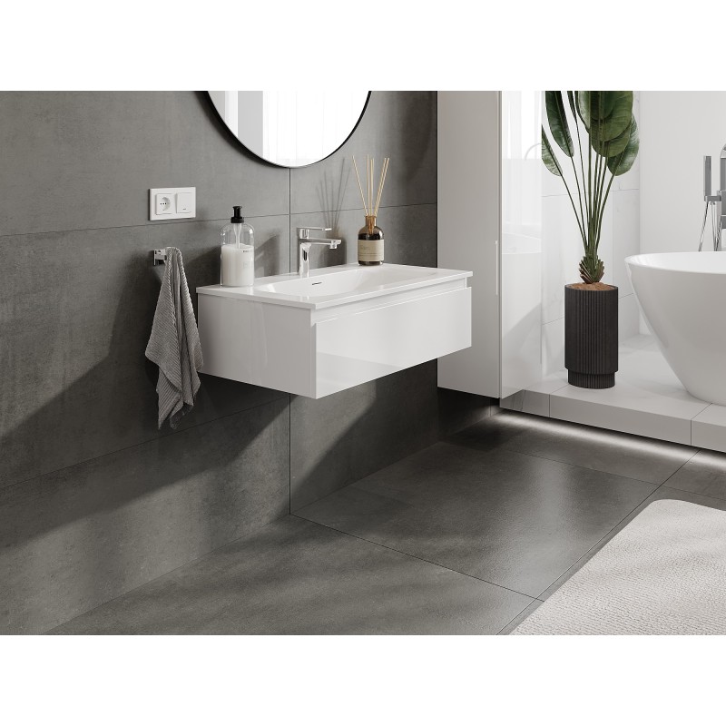 Mexen Orio meuble de salle de bains 80 cm avec lavabo Vela, 1 tiroir, blanc brillant - 91A10-08023-1-BF00-W23M00
