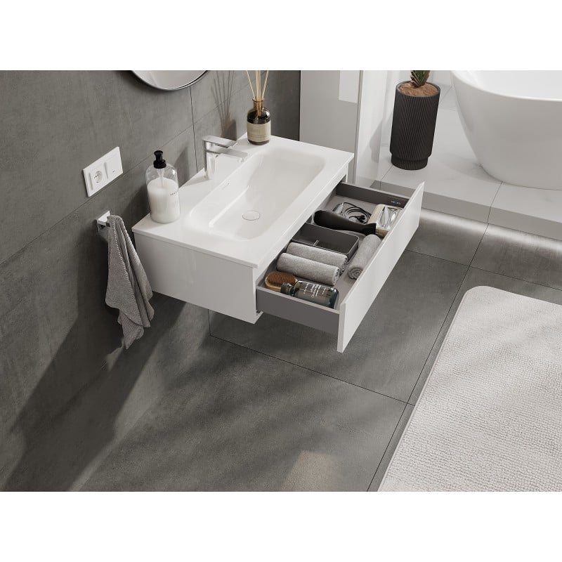Mexen Orio badkamerkast 80 cm met wastafel Vela, 1 lade, wit glans - 91A10-08023-1-BF00-W23M00