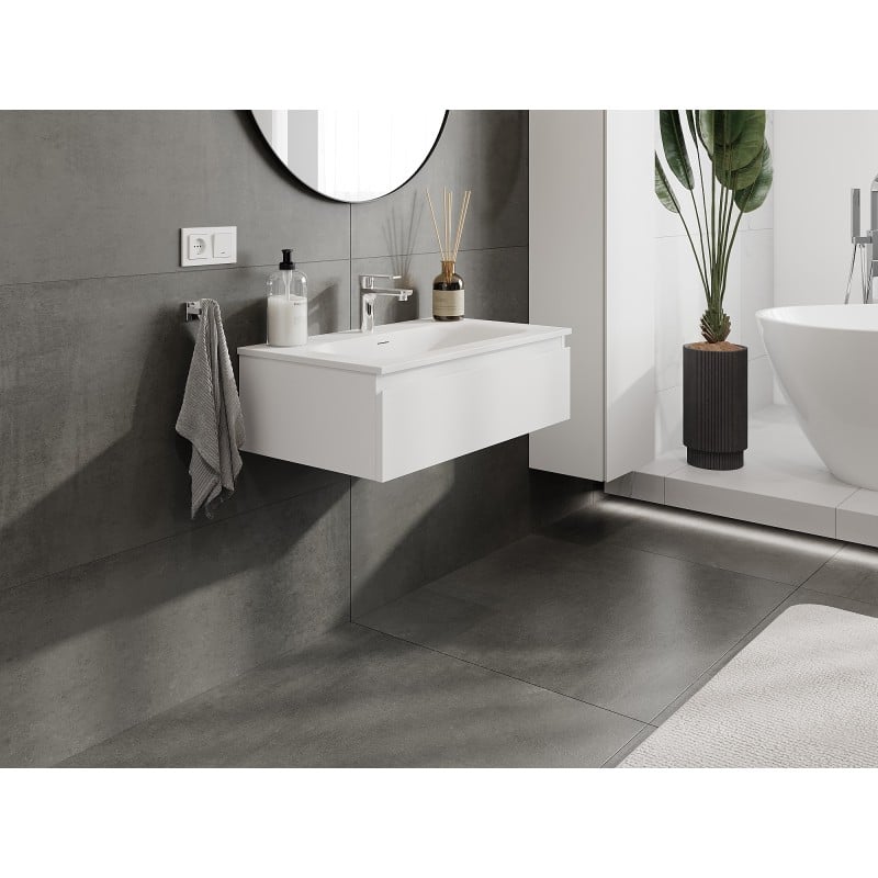 Mexen Orio szafka łazienkowa 80 cm z umywalką Vela, 1 szuflada, biała mat - 91A10-08023-1-BF01-W23M01