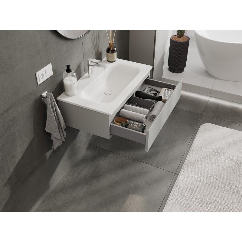 Mexen Orio vannitoakapp 80 cm valamu Vela, 1 sahtel, hall matt/valge matt - 91A10-08023-1-BF62-W23M01