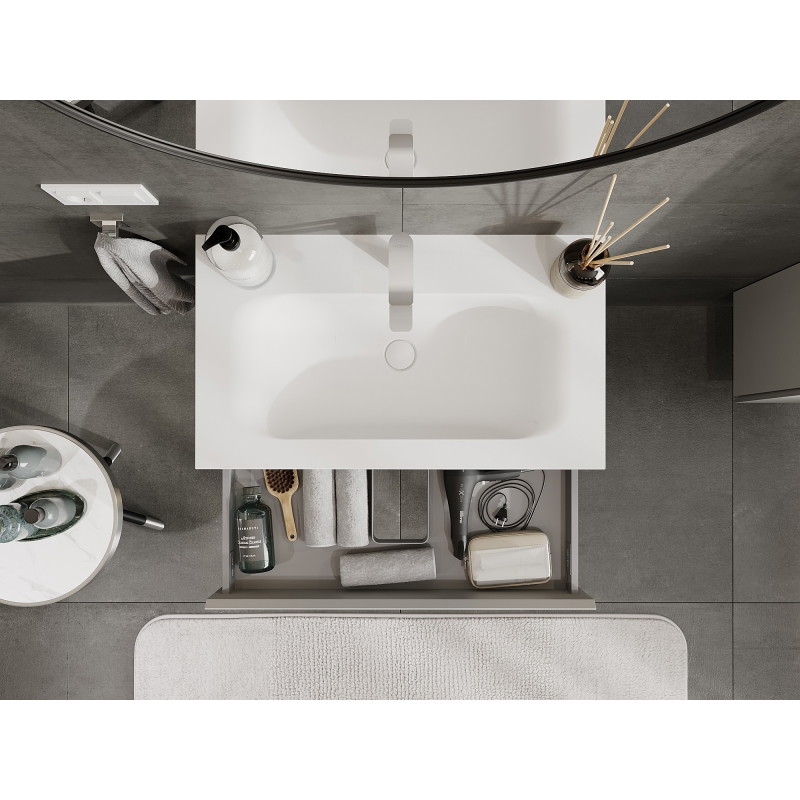 Mexen Orio vannitoakapp 80 cm valamu Vela, 1 sahtel, hall matt/valge matt - 91A10-08023-1-BF62-W23M01