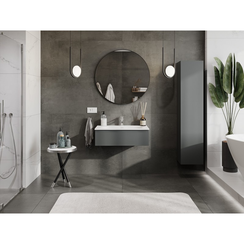 Mexen Orio mueble de baño 80 cm con lavabo Vela, 1 cajón, grafito mate/blanco mate - 91A10-08023-1-BF66-W23M01