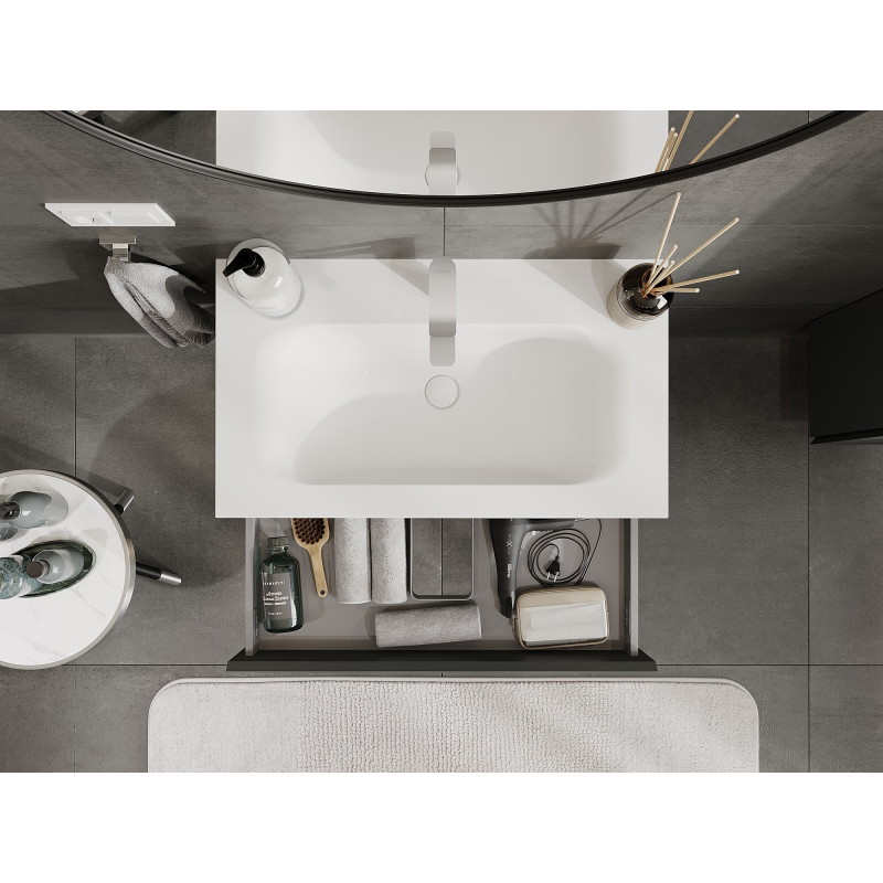 Mexen Orio mobile da bagno 80 cm con lavabo Vela, 1 cassetto, grafite opaco/bianco opaco - 91A10-08023-1-BF66-W23M01